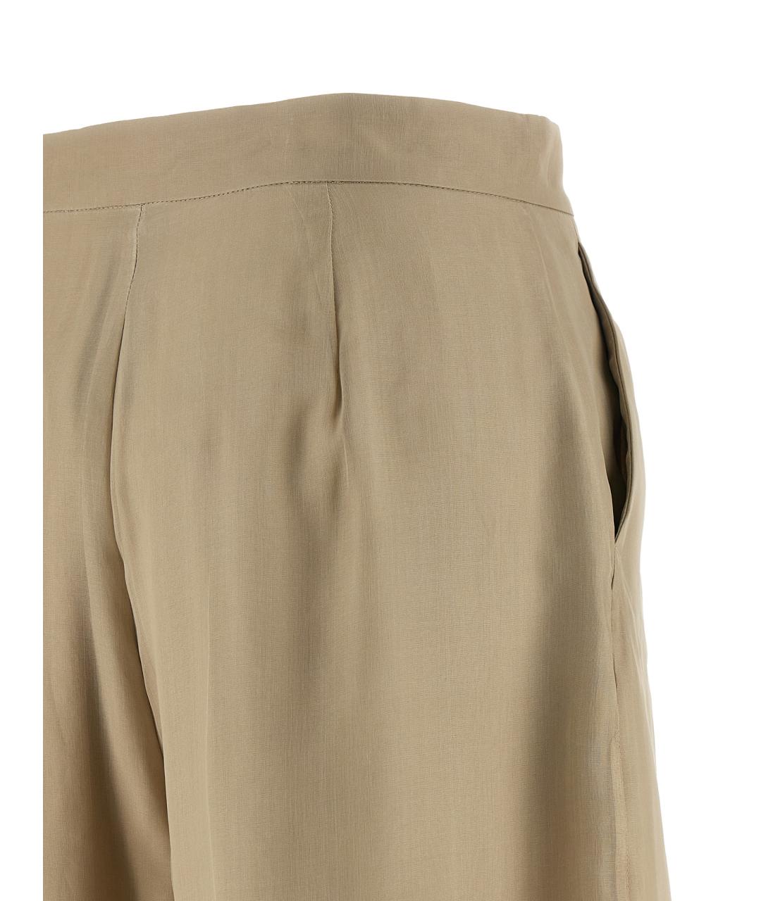 MAX MARA Бежевые шелковые прямые брюки, фото 4