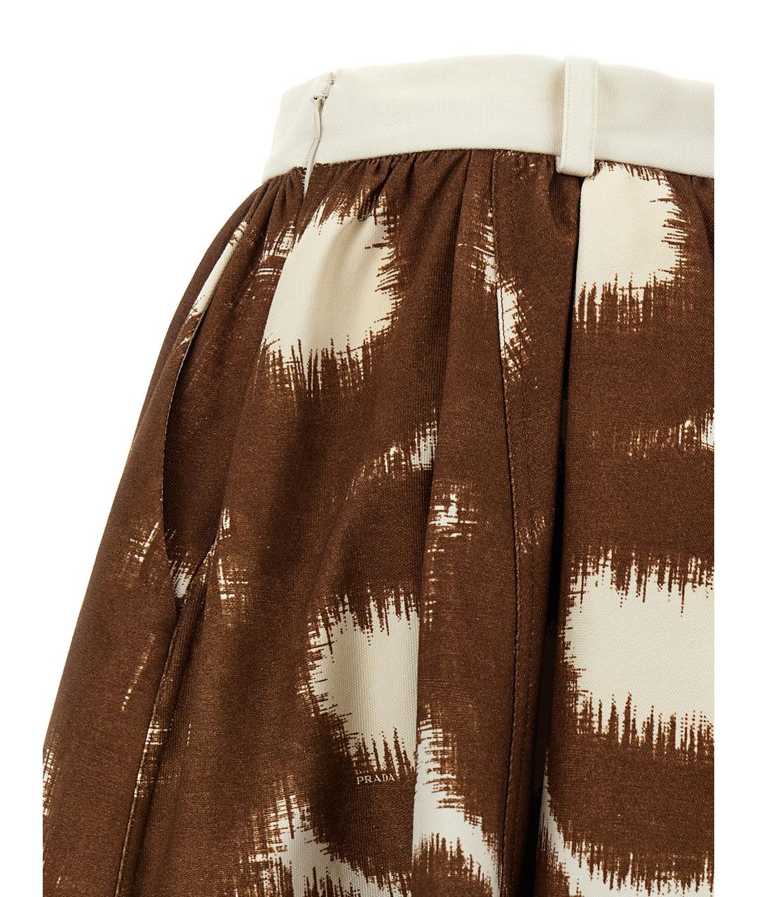PRADA Коричневая хлопковая юбка миди, фото 4