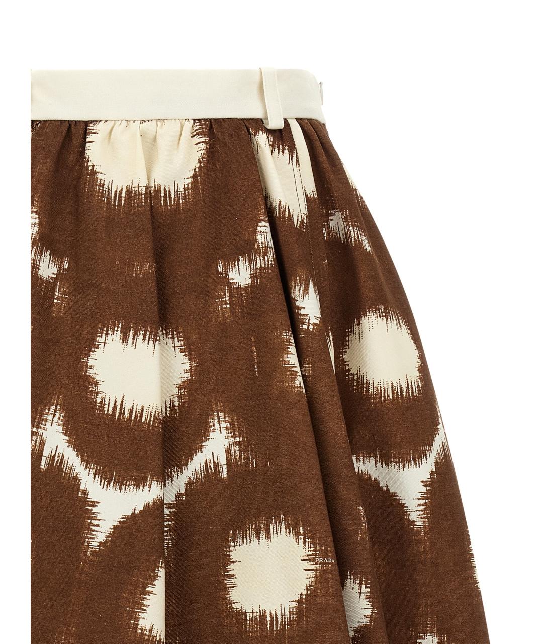 PRADA Коричневая хлопковая юбка миди, фото 3