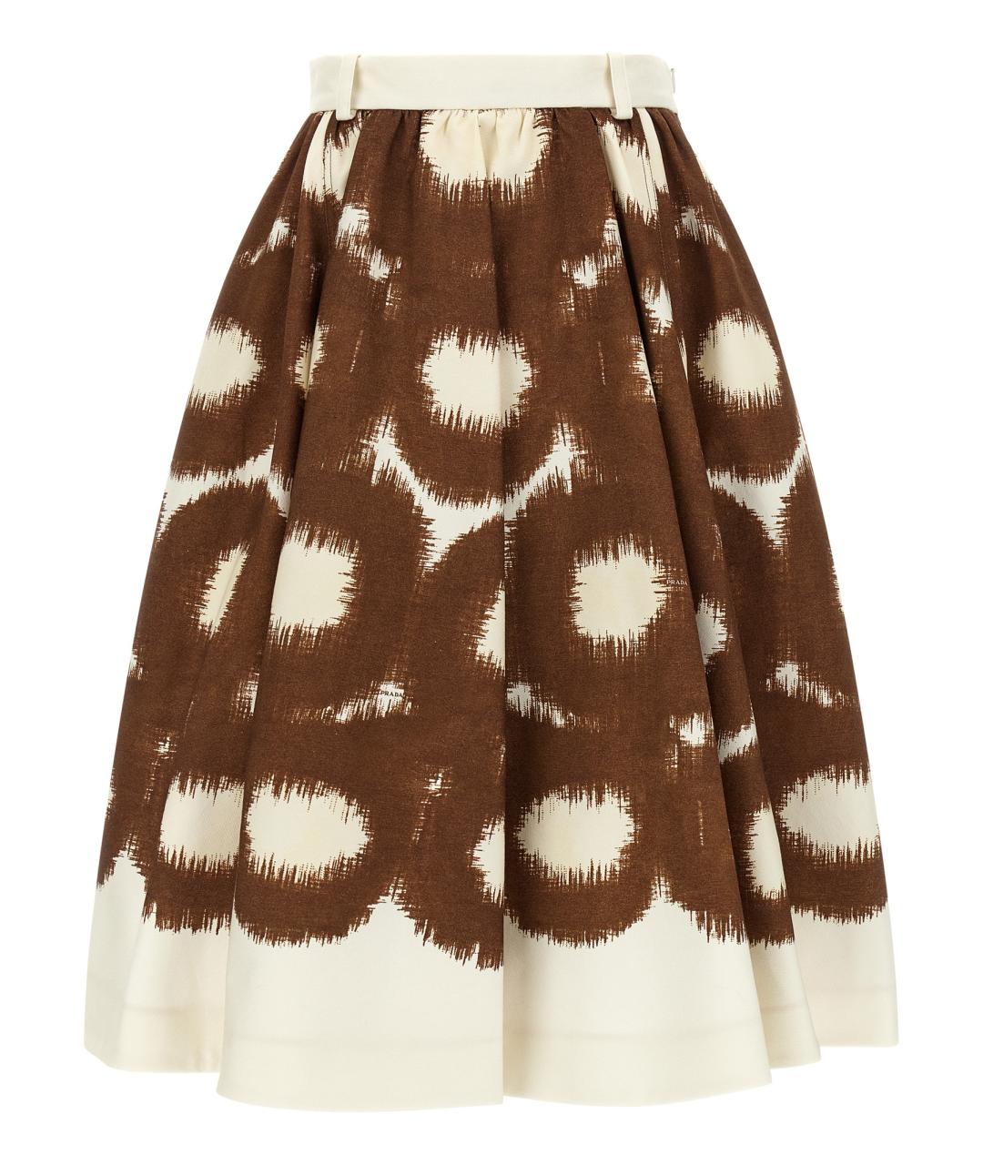 PRADA Коричневая хлопковая юбка миди, фото 1