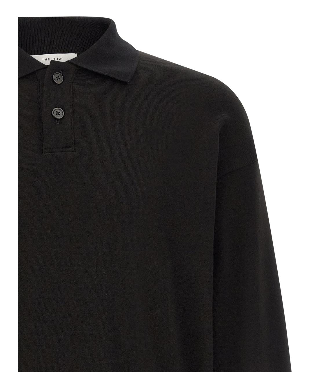 THE ROW Черное хлопковое поло с длинным рукавом, фото 3