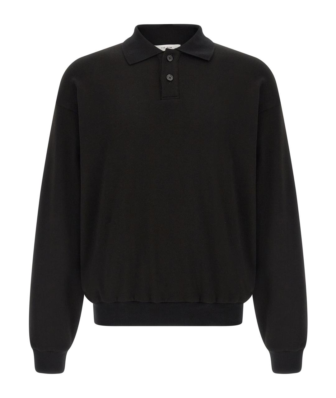 THE ROW Черное хлопковое поло с длинным рукавом, фото 1