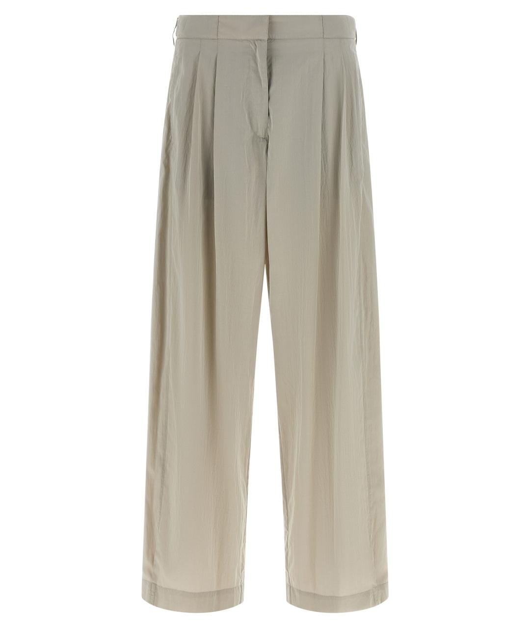 THE ROW Серые шелковые прямые брюки, фото 1