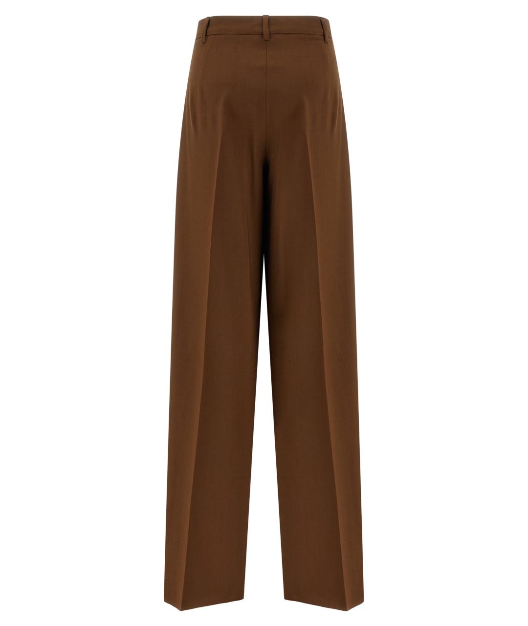 MAX MARA STUDIO Коричневые шерстяные прямые брюки, фото 2