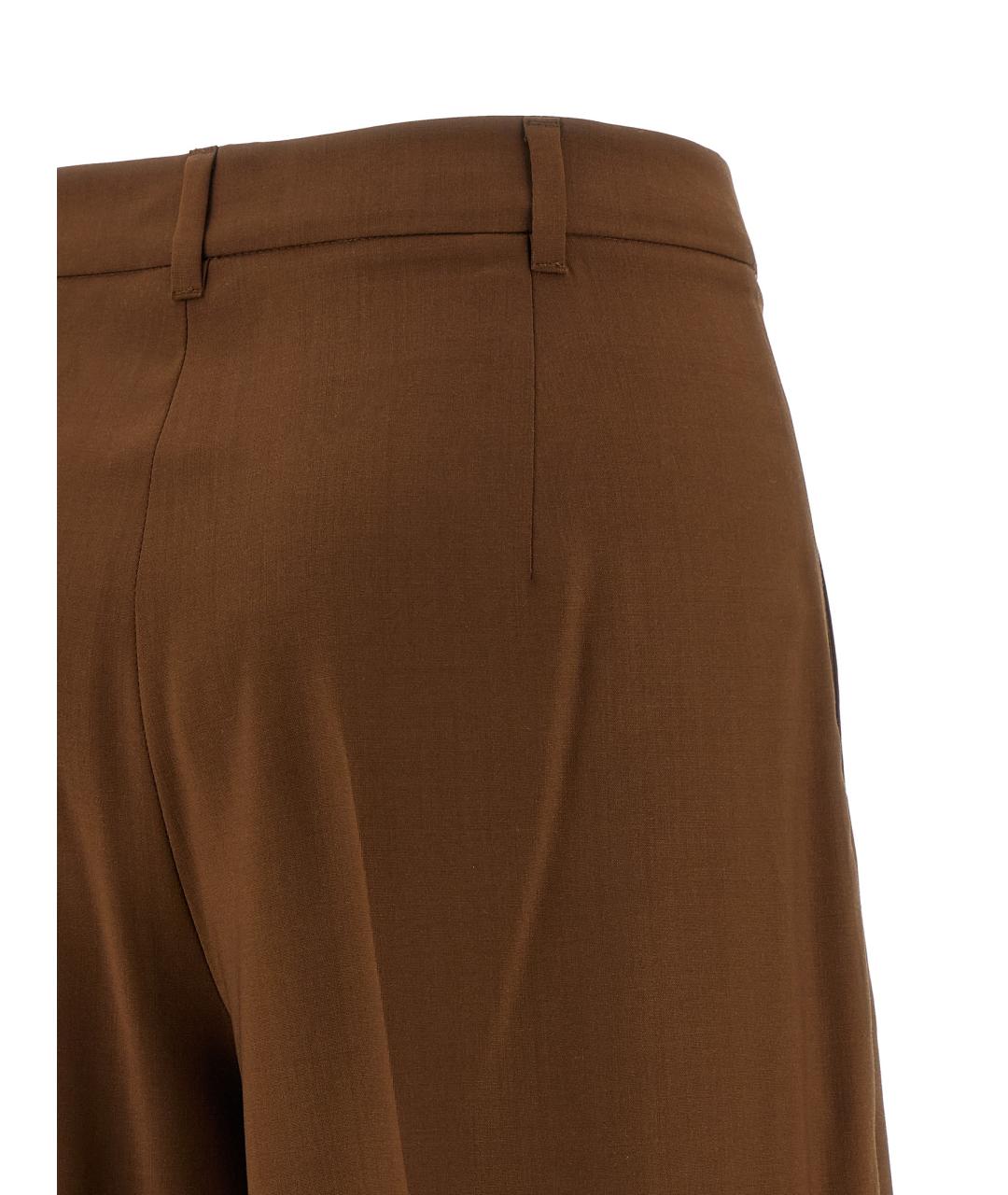 MAX MARA STUDIO Коричневые шерстяные прямые брюки, фото 4