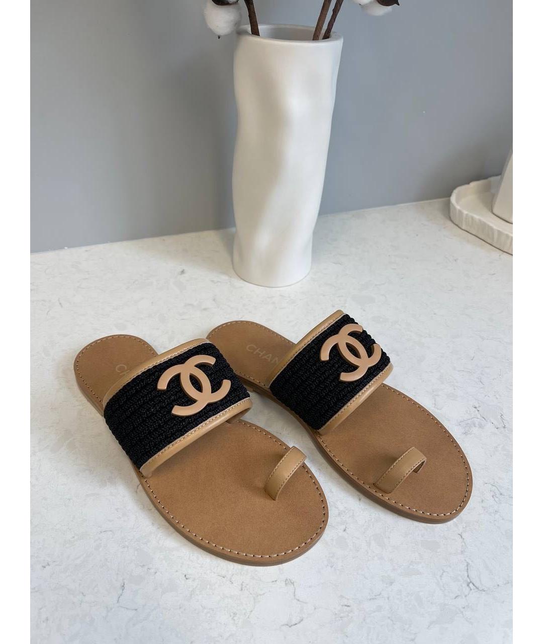 CHANEL Коричневые кожаные сандалии, фото 3