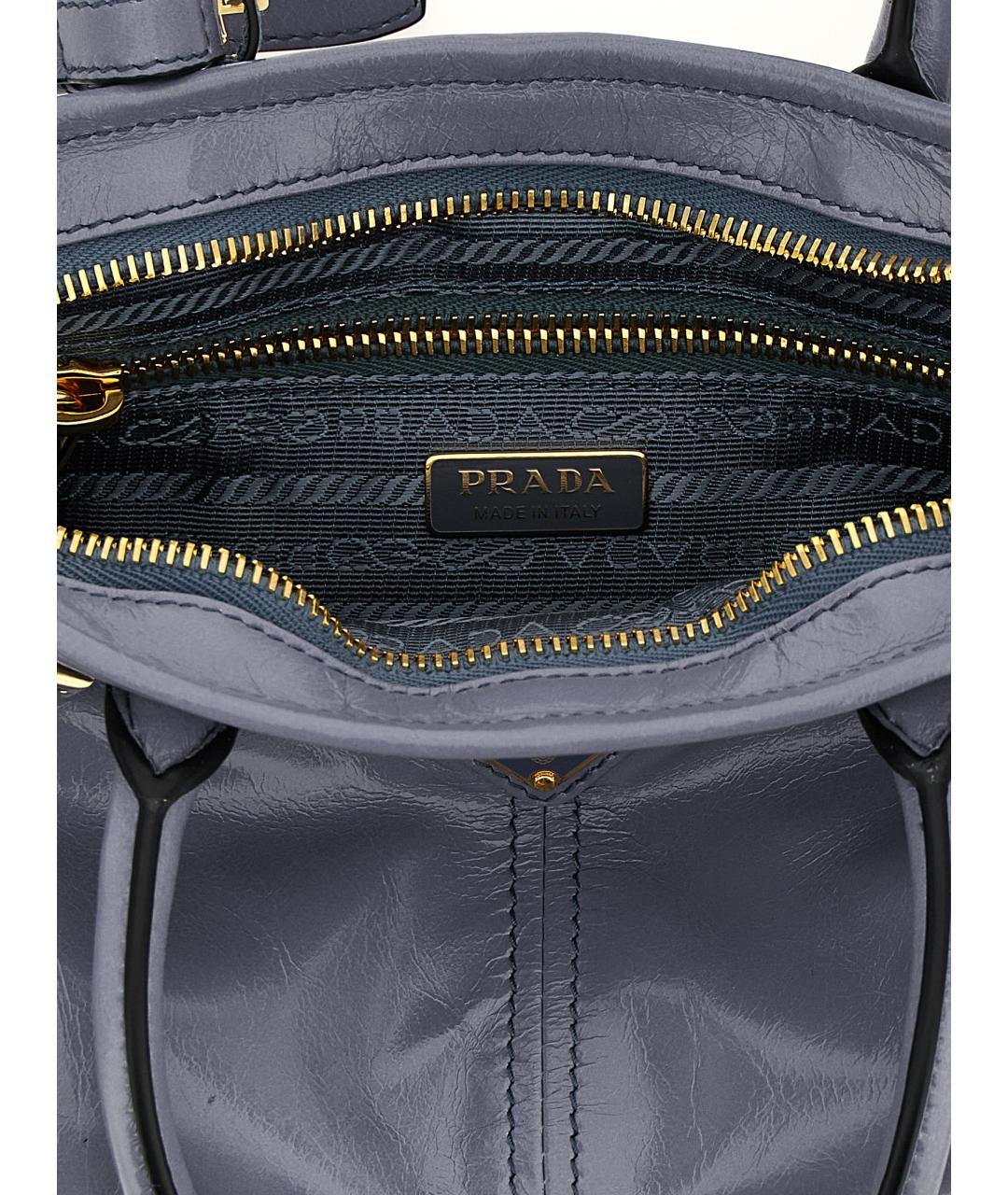 PRADA Голубая кожаная сумка тоут, фото 4