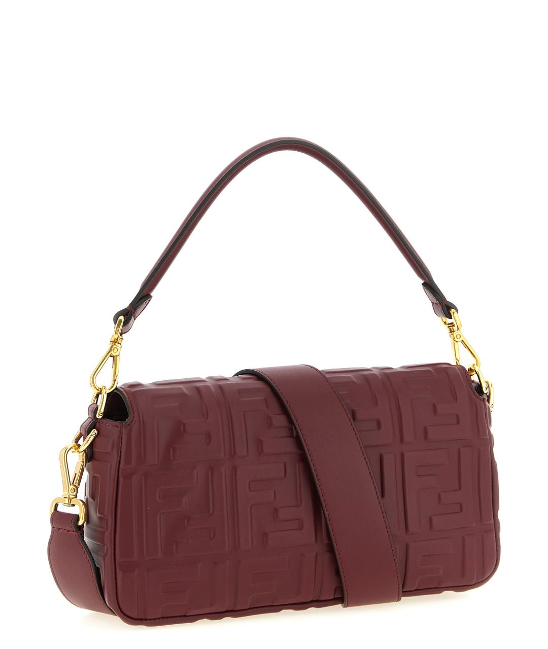 FENDI Бордовая кожаная сумка через плечо, фото 2