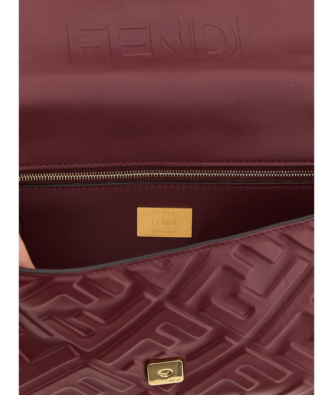FENDI Бордовая кожаная сумка через плечо, фото 4
