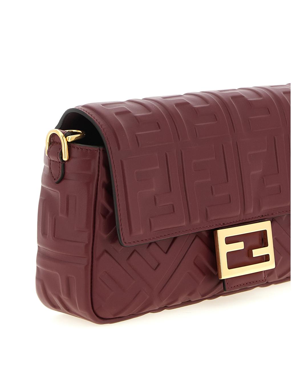 FENDI Бордовая кожаная сумка через плечо, фото 3