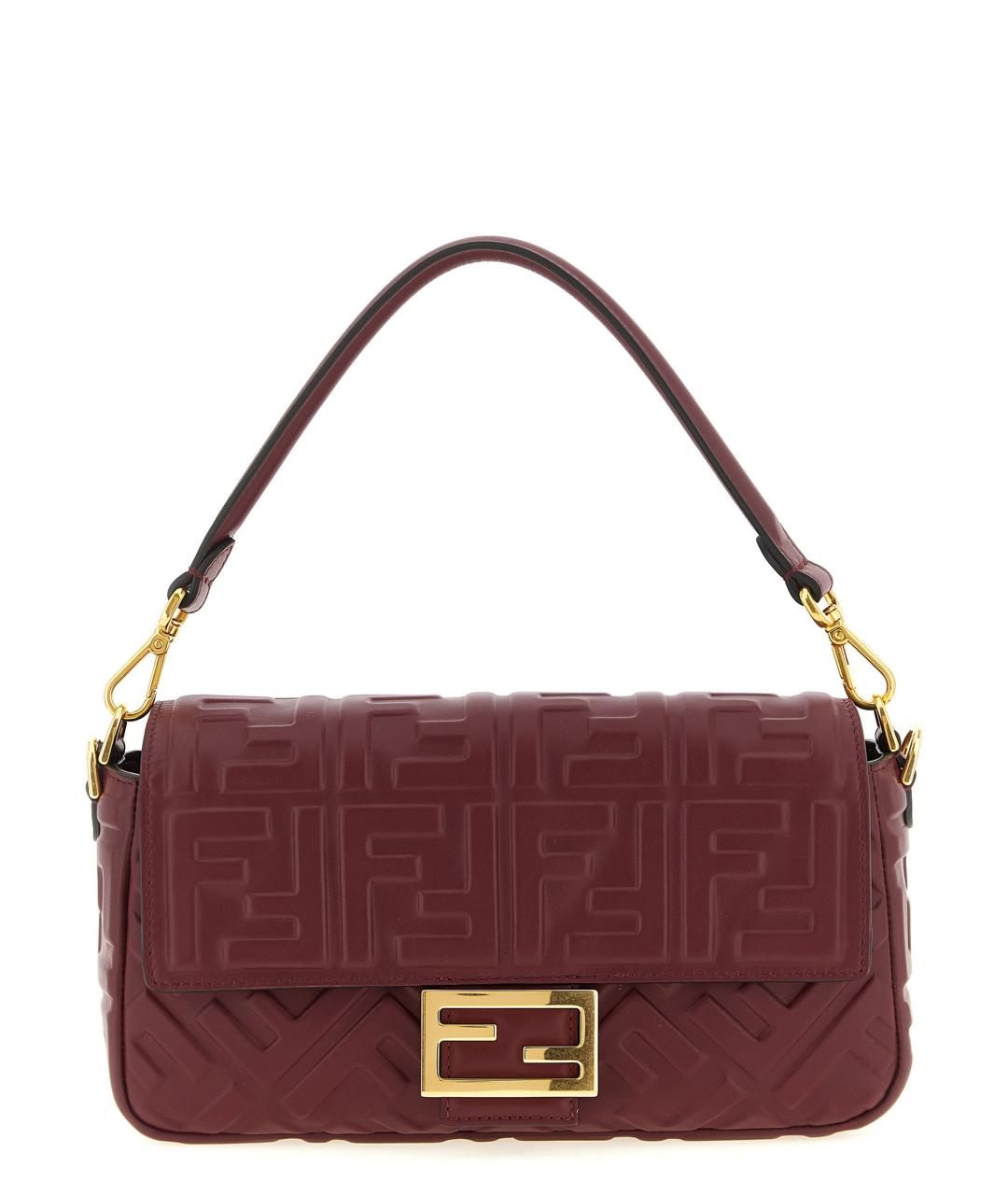 FENDI Бордовая кожаная сумка через плечо, фото 1