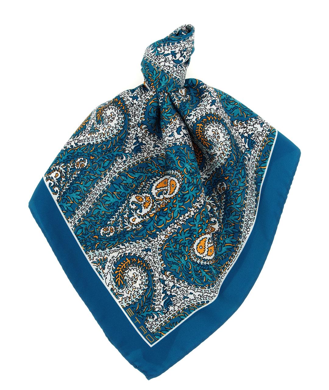 ETRO Синий шелковый платок, фото 1