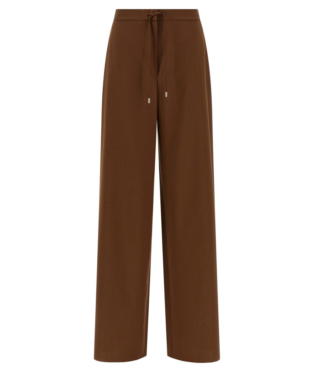 MAX MARA STUDIO Коричневые шерстяные прямые брюки, фото 1