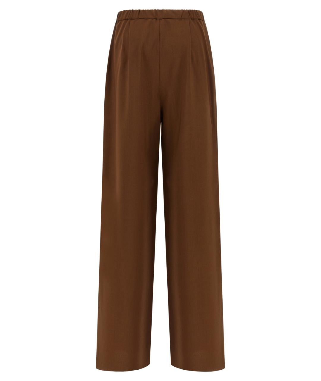 MAX MARA STUDIO Коричневые шерстяные прямые брюки, фото 2