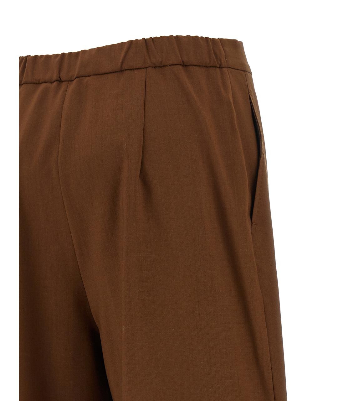 MAX MARA STUDIO Коричневые шерстяные прямые брюки, фото 4