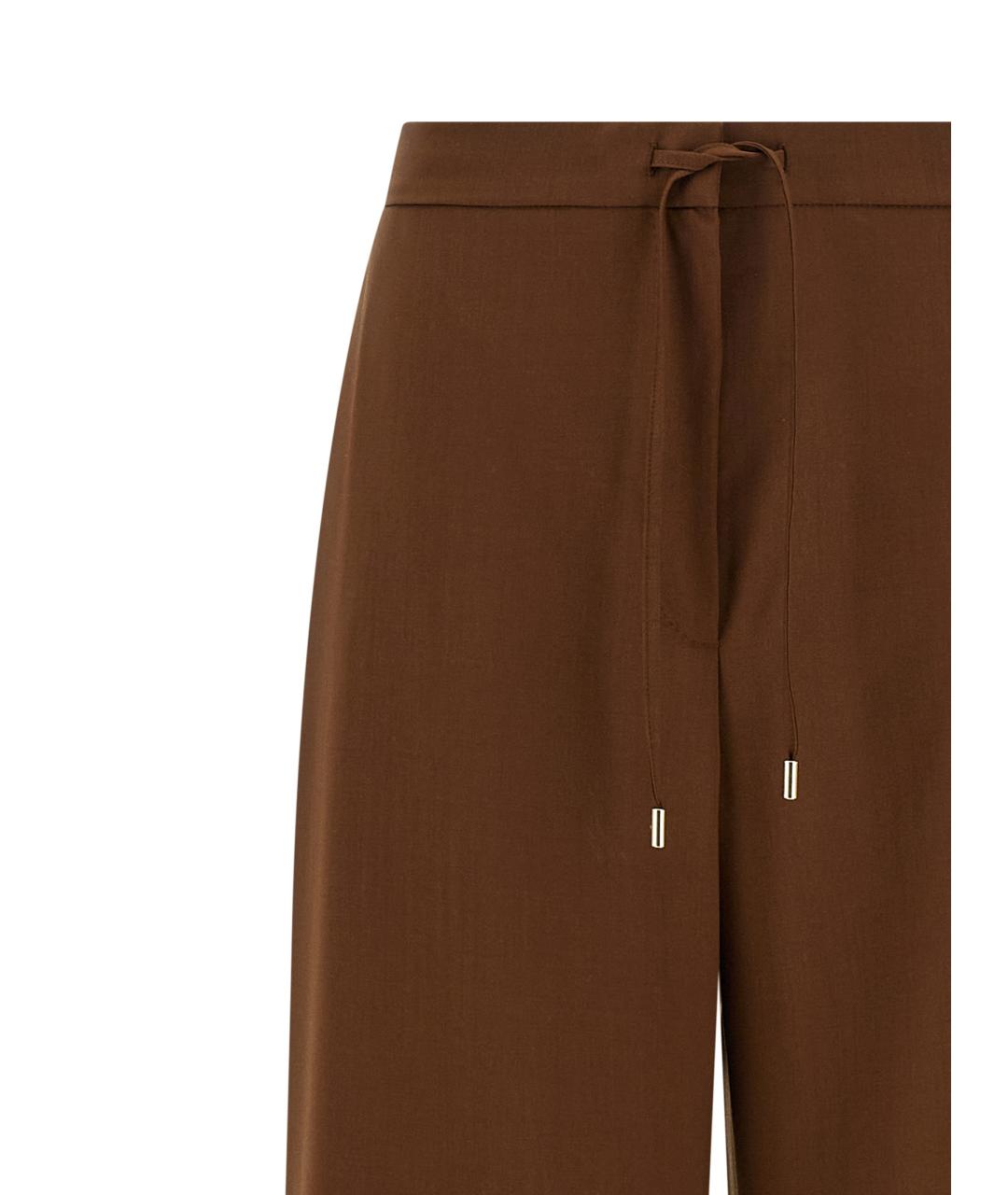 MAX MARA STUDIO Коричневые шерстяные прямые брюки, фото 3