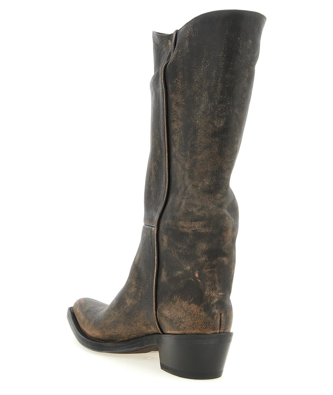 KHAITE Коричневые кожаные сапоги, фото 3