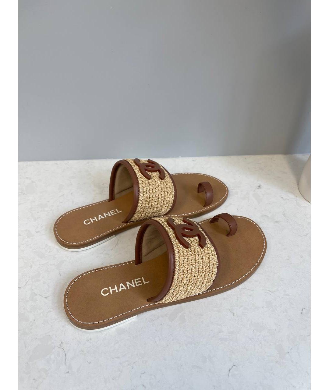 CHANEL Коричневые кожаные сандалии, фото 3