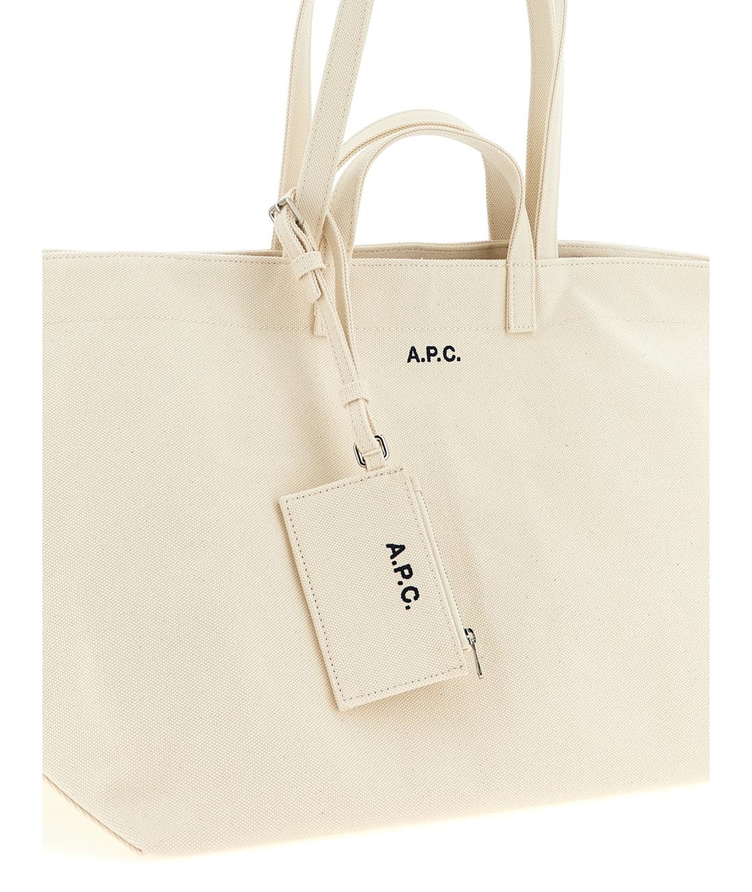A.P.C. Бежевая хлопковая сумка тоут, фото 3