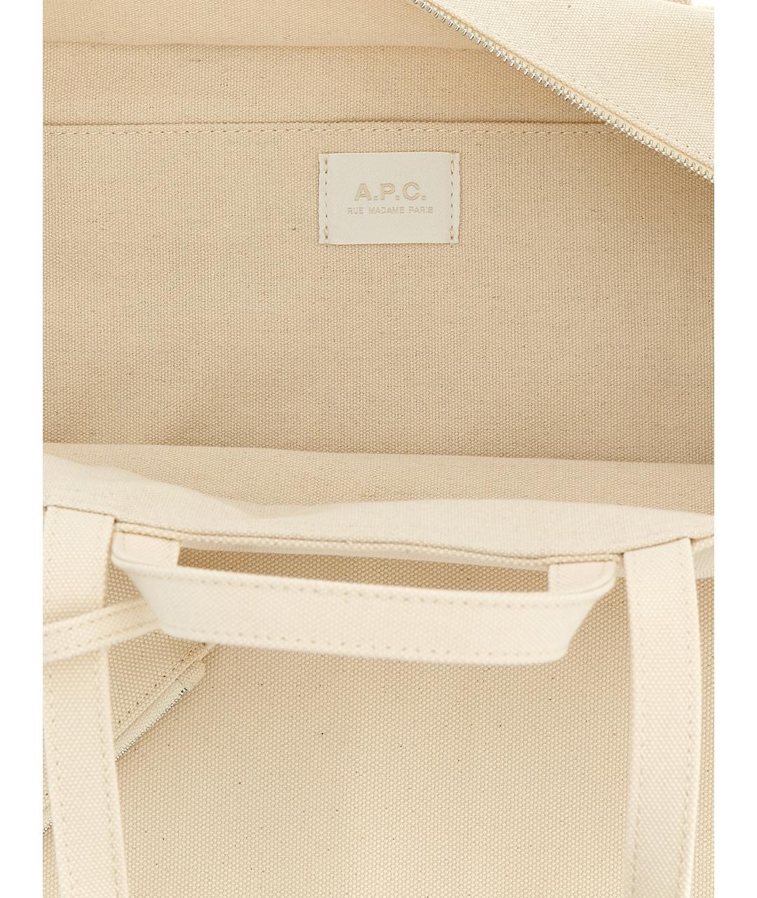 A.P.C. Бежевая хлопковая сумка тоут, фото 4
