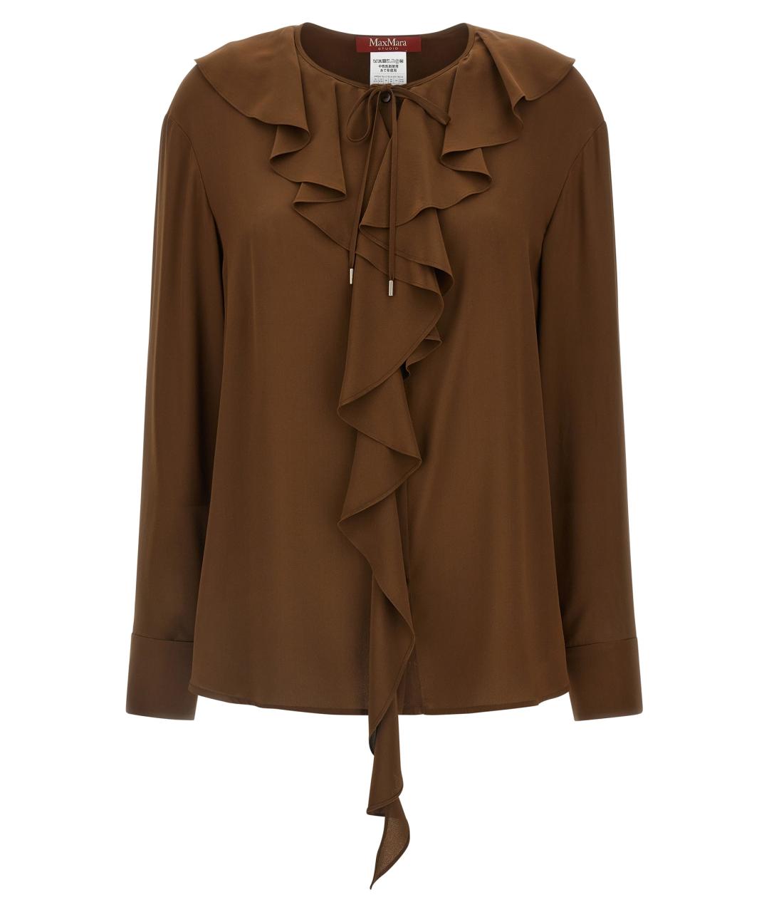 MAX MARA STUDIO Коричневая шелковая блузы, фото 1