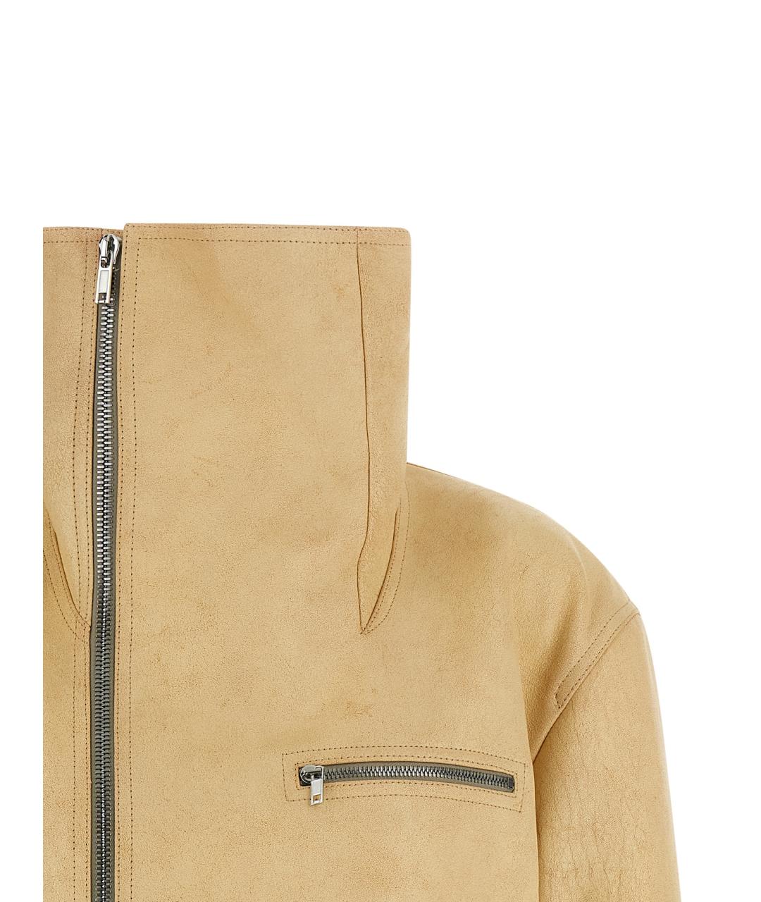 RICK OWENS Бежевая кожаная куртка, фото 3