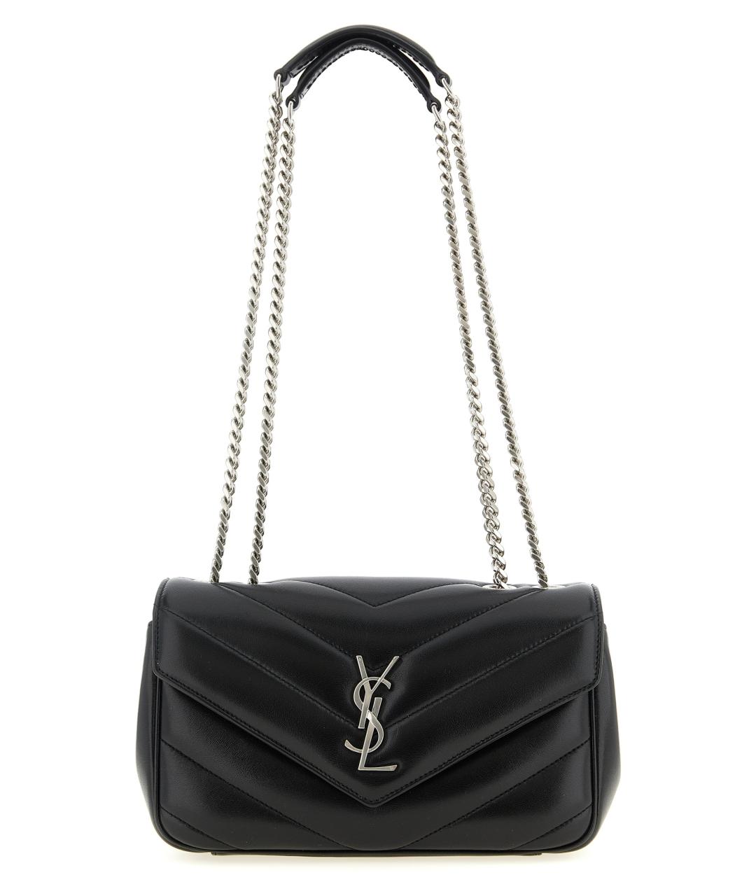 SAINT LAURENT Черная кожаная сумка через плечо, фото 1