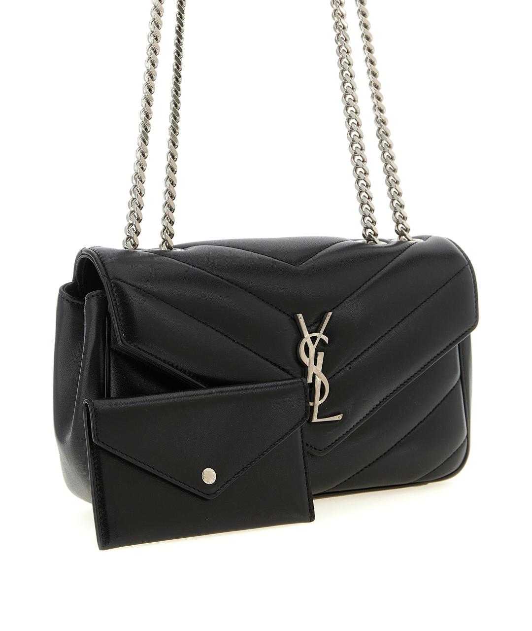 SAINT LAURENT Черная кожаная сумка через плечо, фото 3