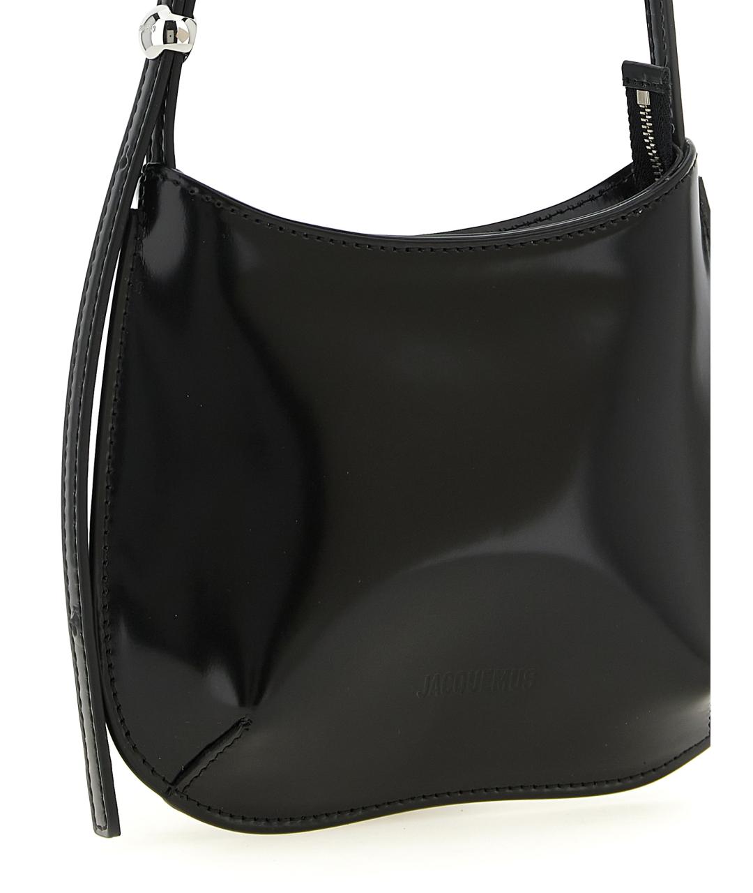 JACQUEMUS Черная кожаная сумка через плечо, фото 3
