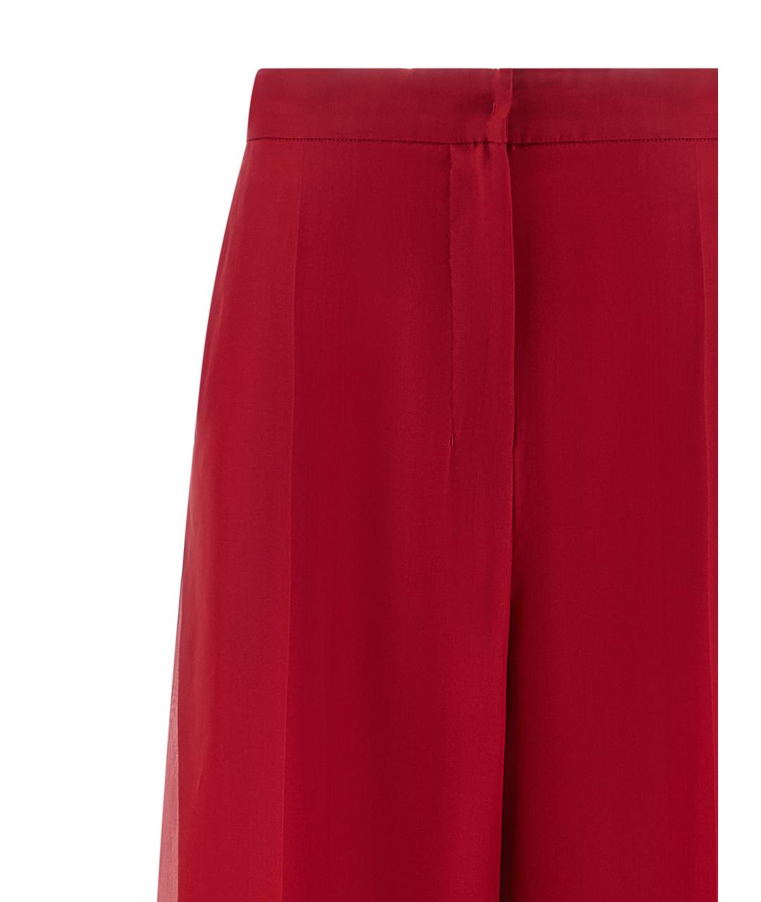 MAX MARA Красные шелковые прямые брюки, фото 3