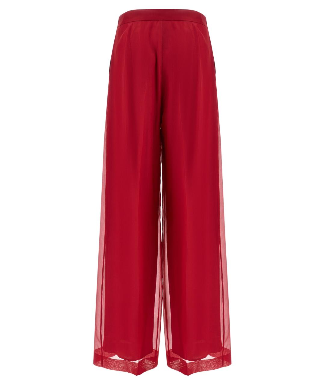 MAX MARA Красные шелковые прямые брюки, фото 2