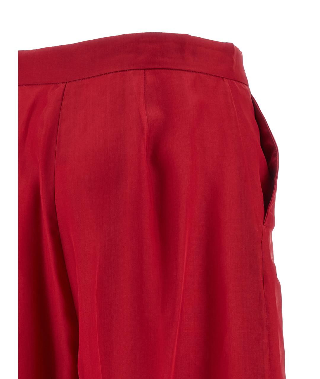 MAX MARA Красные шелковые прямые брюки, фото 4