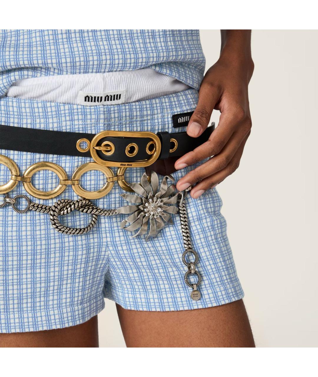 MIU MIU Голубые кашемировые шорты, фото 4