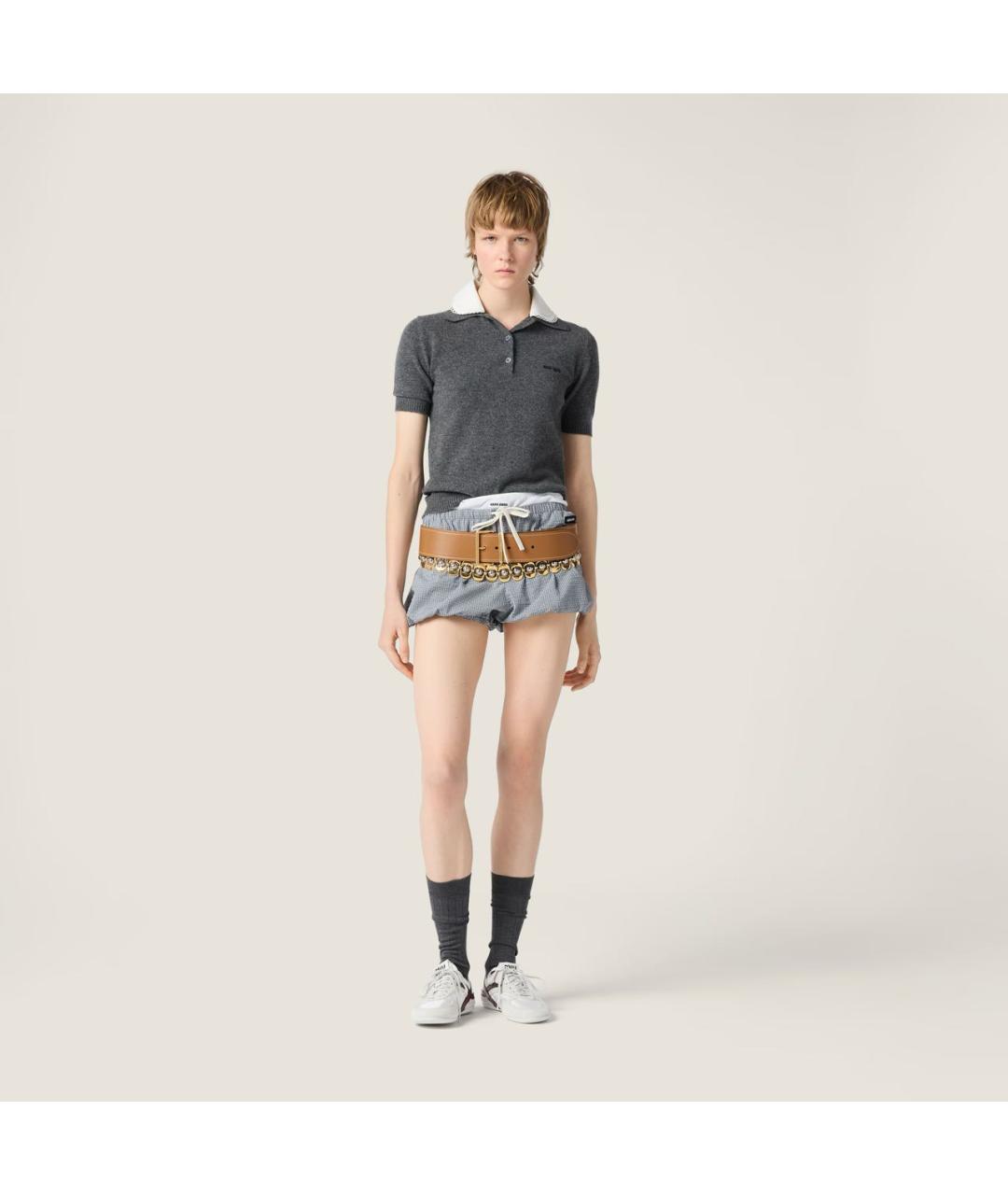 MIU MIU Антрацитовая кашемировая футболка, фото 2