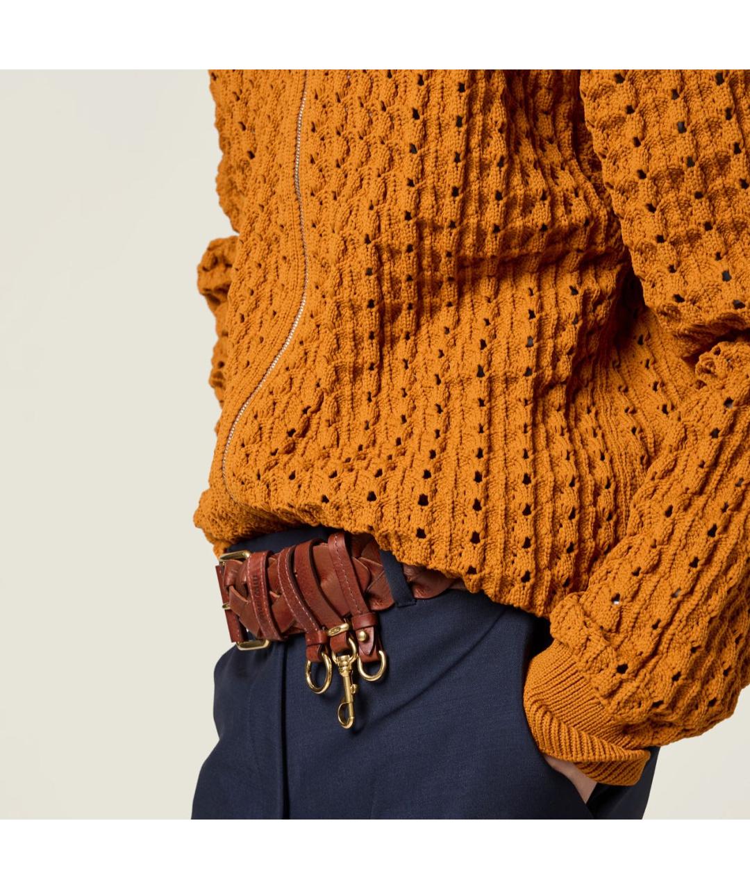 MIU MIU Оранжевый полиамидовый кардиган, фото 4
