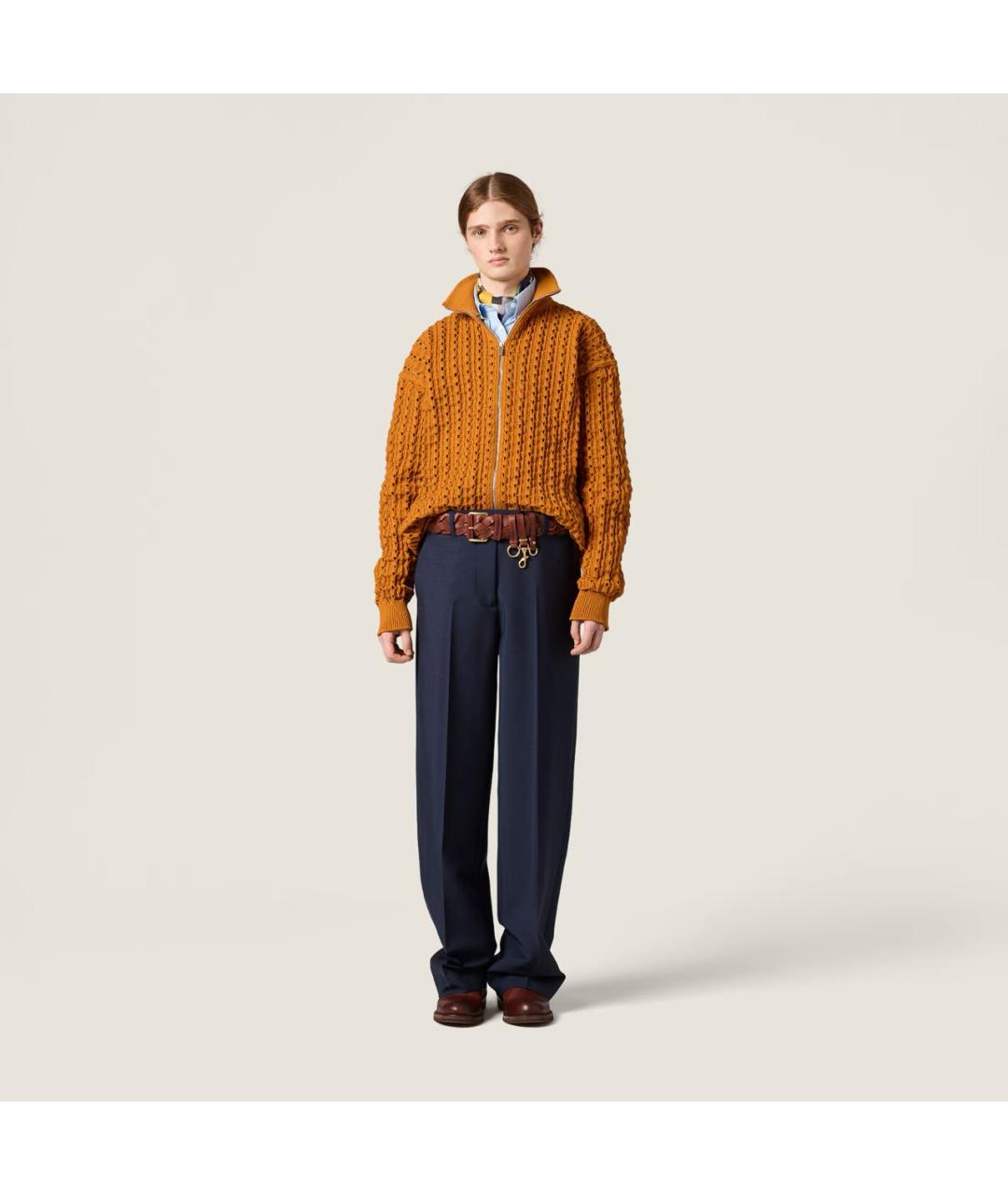 MIU MIU Оранжевый полиамидовый кардиган, фото 2