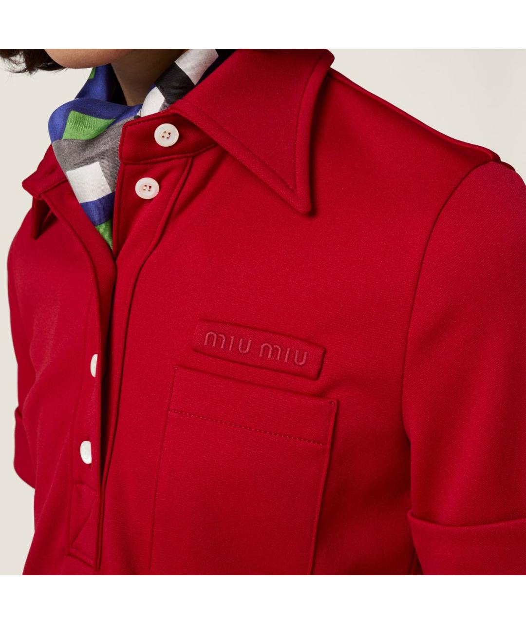 MIU MIU Красная полиэстеровая футболка, фото 4