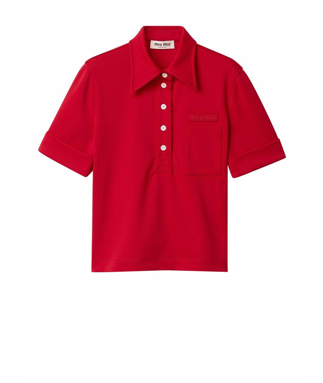 MIU MIU Красная полиэстеровая футболка, фото 1