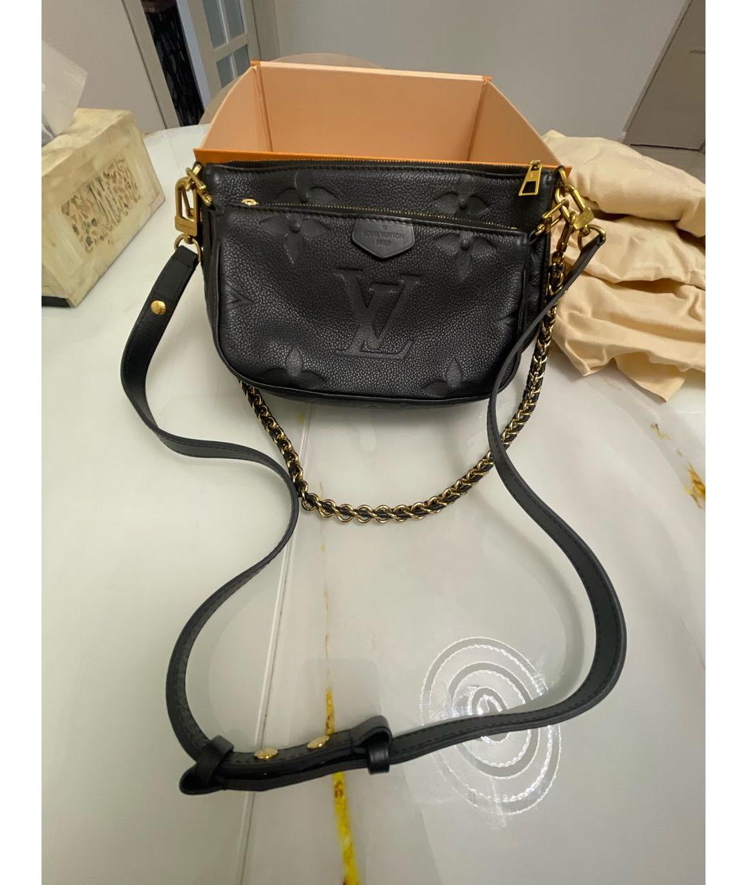 LOUIS VUITTON Черная кожаная сумка через плечо, фото 7