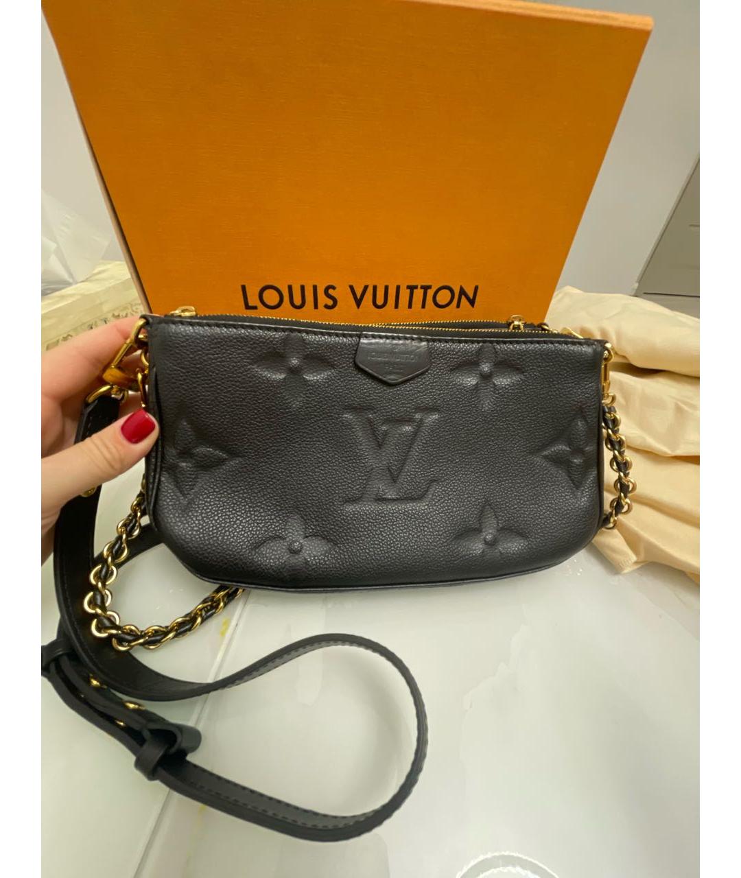 LOUIS VUITTON Черная кожаная сумка через плечо, фото 3