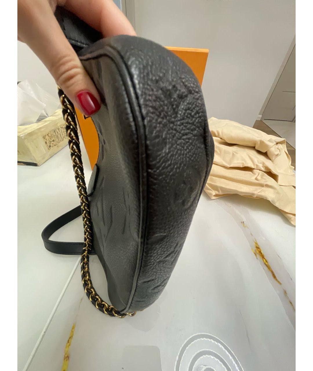 LOUIS VUITTON Черная кожаная сумка через плечо, фото 4