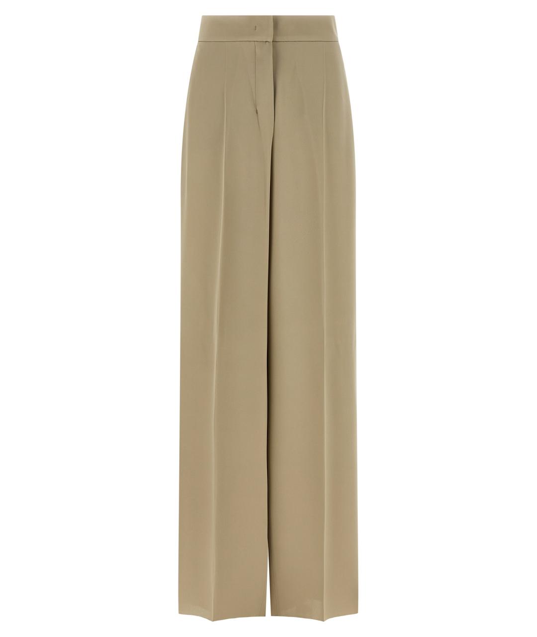 MAX MARA Бежевые шелковые прямые брюки, фото 1