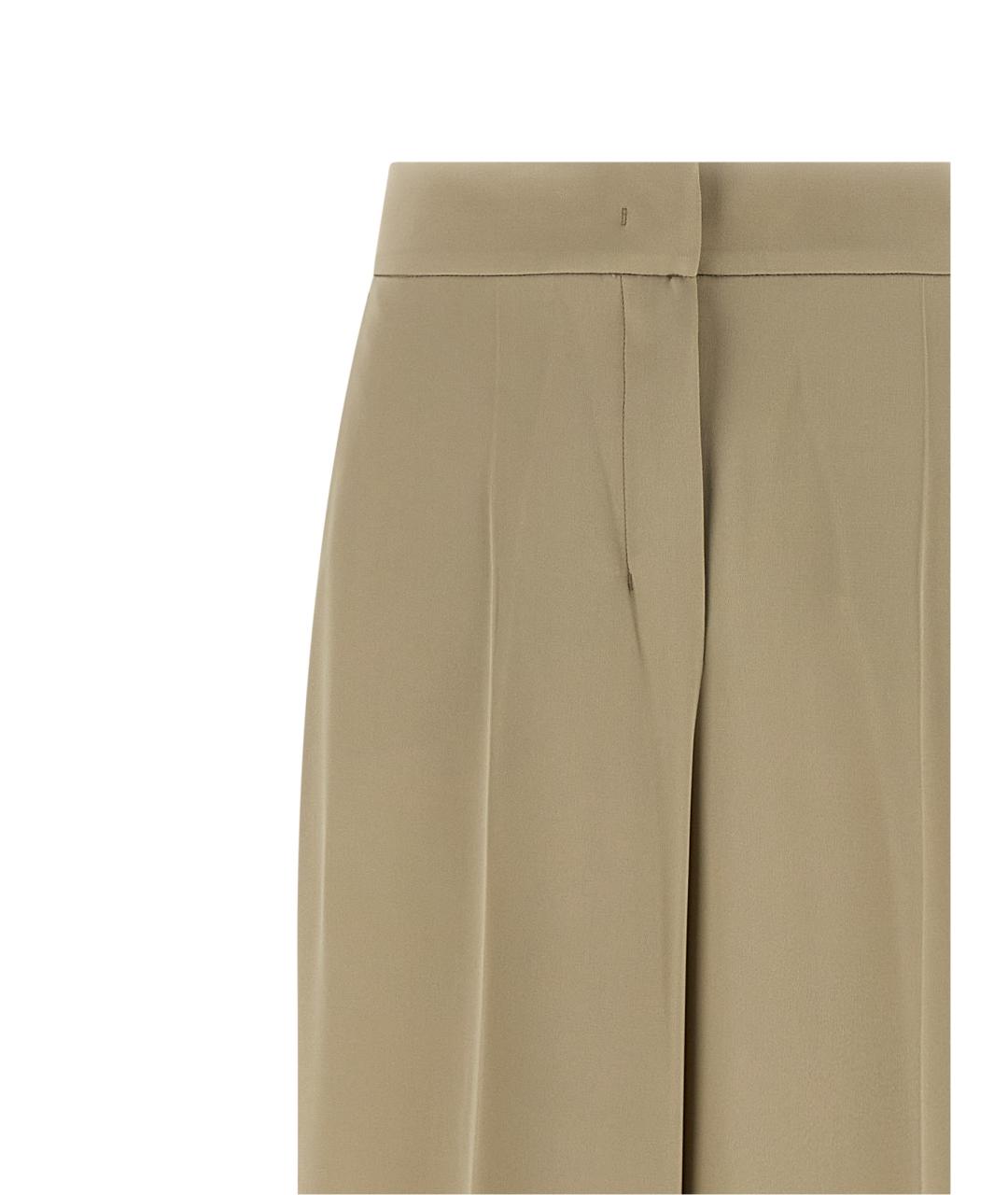 MAX MARA Бежевые шелковые прямые брюки, фото 3