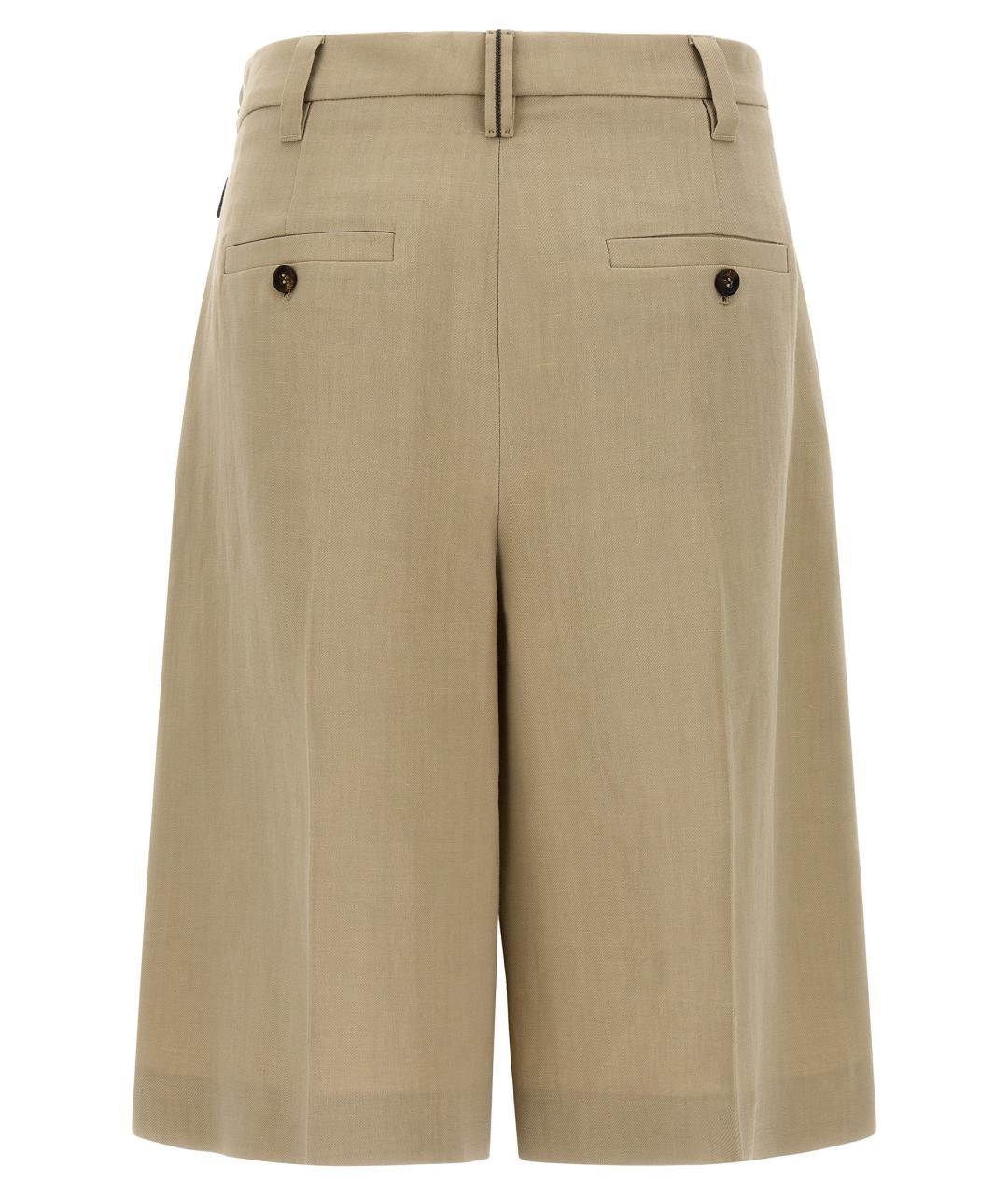 BRUNELLO CUCINELLI Бежевые льняные шорты, фото 2