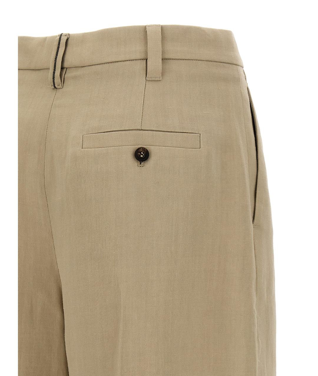 BRUNELLO CUCINELLI Бежевые льняные шорты, фото 4