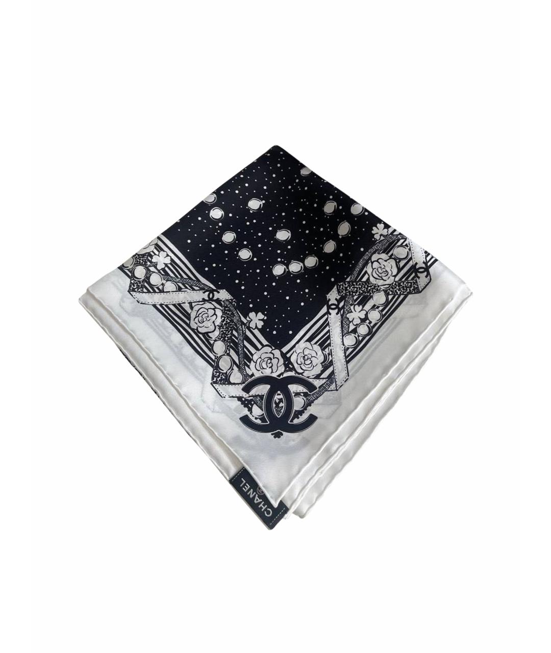 CHANEL Черный шелковый платок, фото 1
