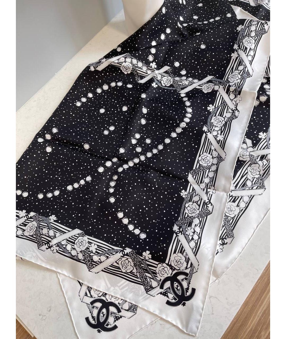CHANEL Черный шелковый платок, фото 2