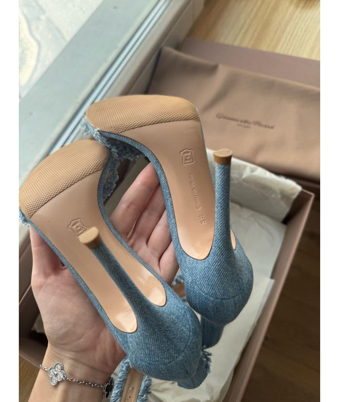 GIANVITO ROSSI Синие текстильные босоножки, фото 8