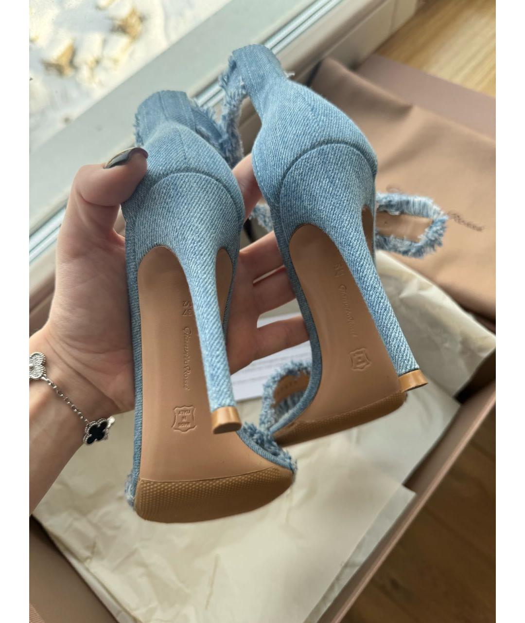 GIANVITO ROSSI Синие текстильные босоножки, фото 4