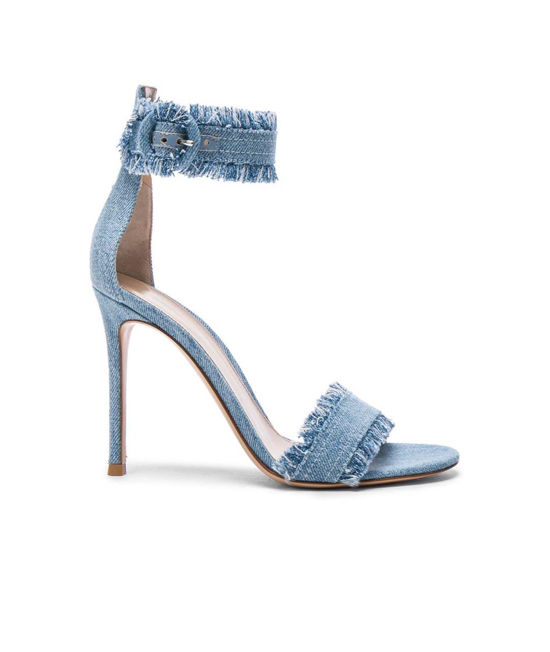 GIANVITO ROSSI Синие текстильные босоножки, фото 9